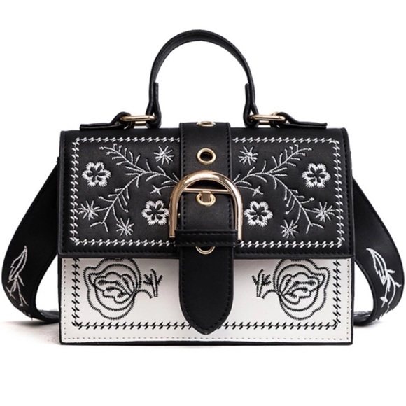 Handbags - Embroidered Mini Crossbody Messenger Bag